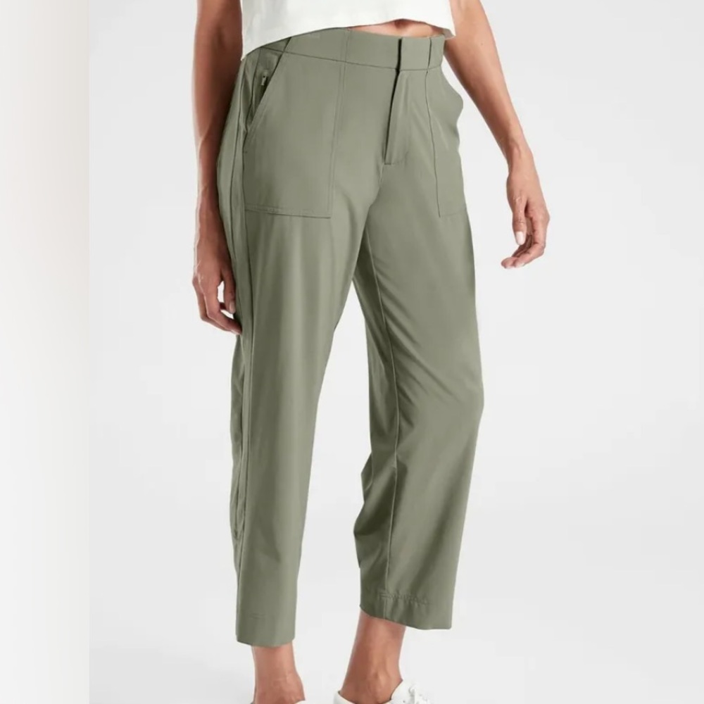 Athleta Tribeca Utility Crop Ankle Pant 27” Featherweight Laurel Olive Green 4